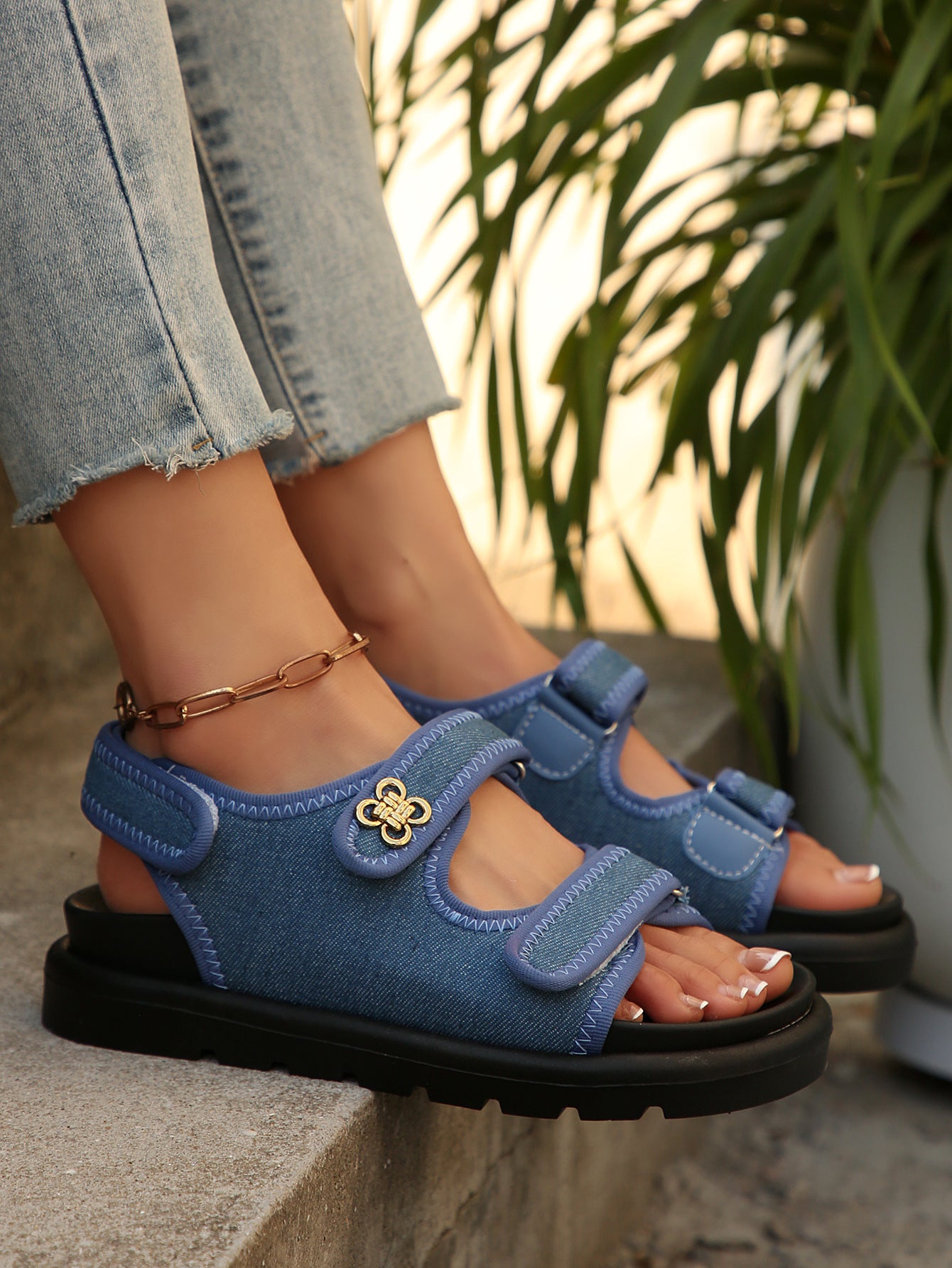 Sandals with Decorative Flower Accents