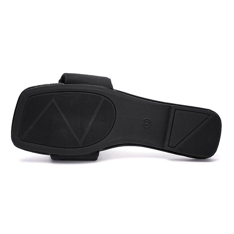 Ruched Strap Slip-On Sandals