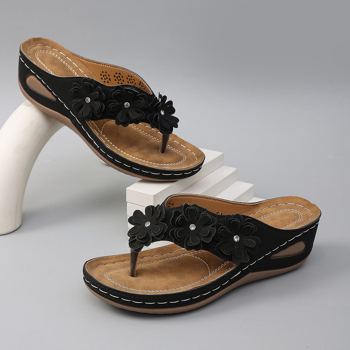 Floral Toe-Post Sandals