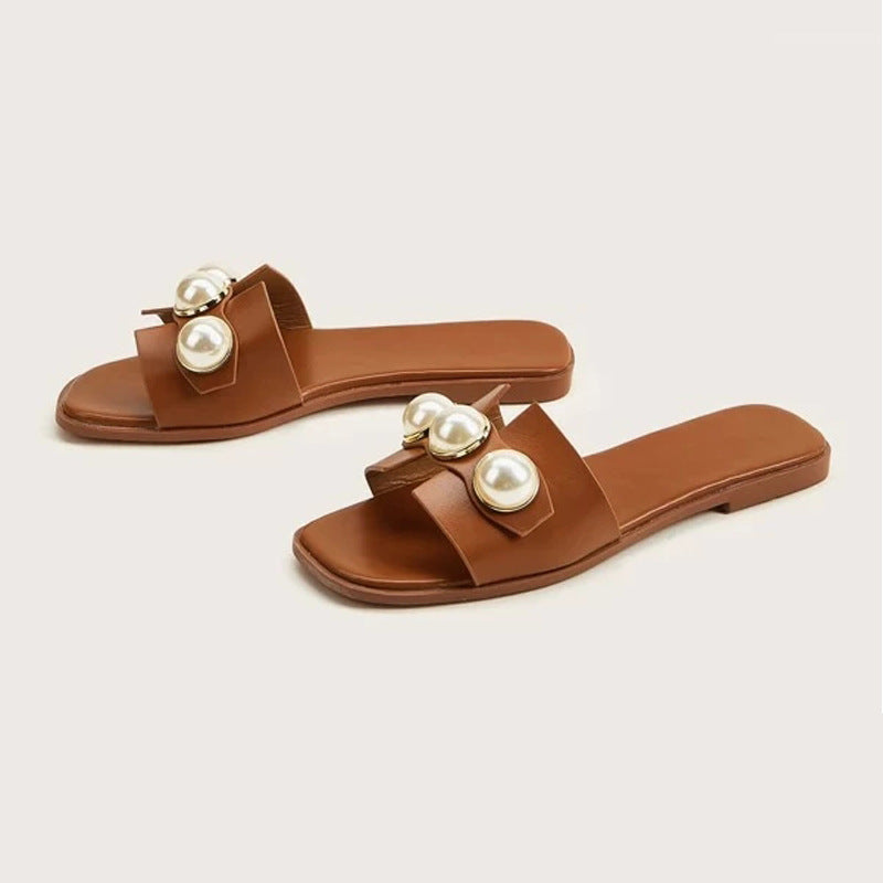 Slides with Pearl Embellishments