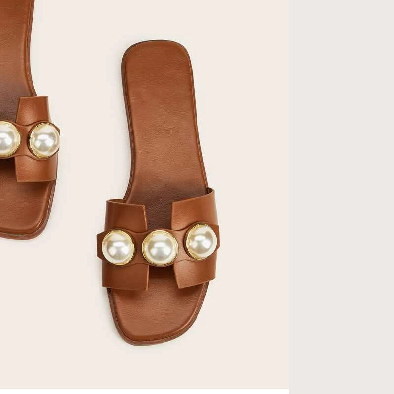 Slides with Pearl Embellishments