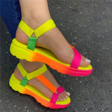 Bright Color Block Strap Sandals