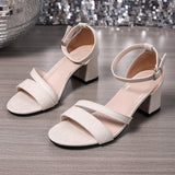 Block Heel Sandals with Ankle Strap