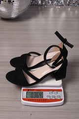Block Heel Sandals with Ankle Strap