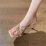 High Heel Sandals with Rhinestone Details