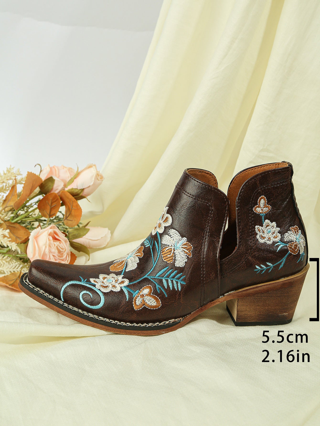 Floral Ankle Boots with Heels