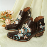 Floral Ankle Boots with Heels