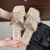 Beaded Sandals with Bow Detail