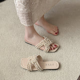 Beaded Sandals with Bow Detail