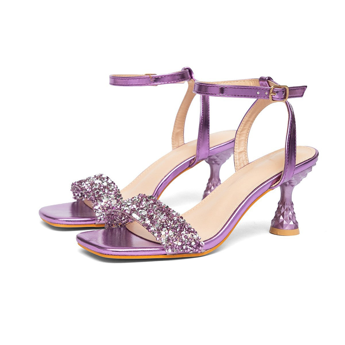 Crystal-Embellished High Heel Sandals