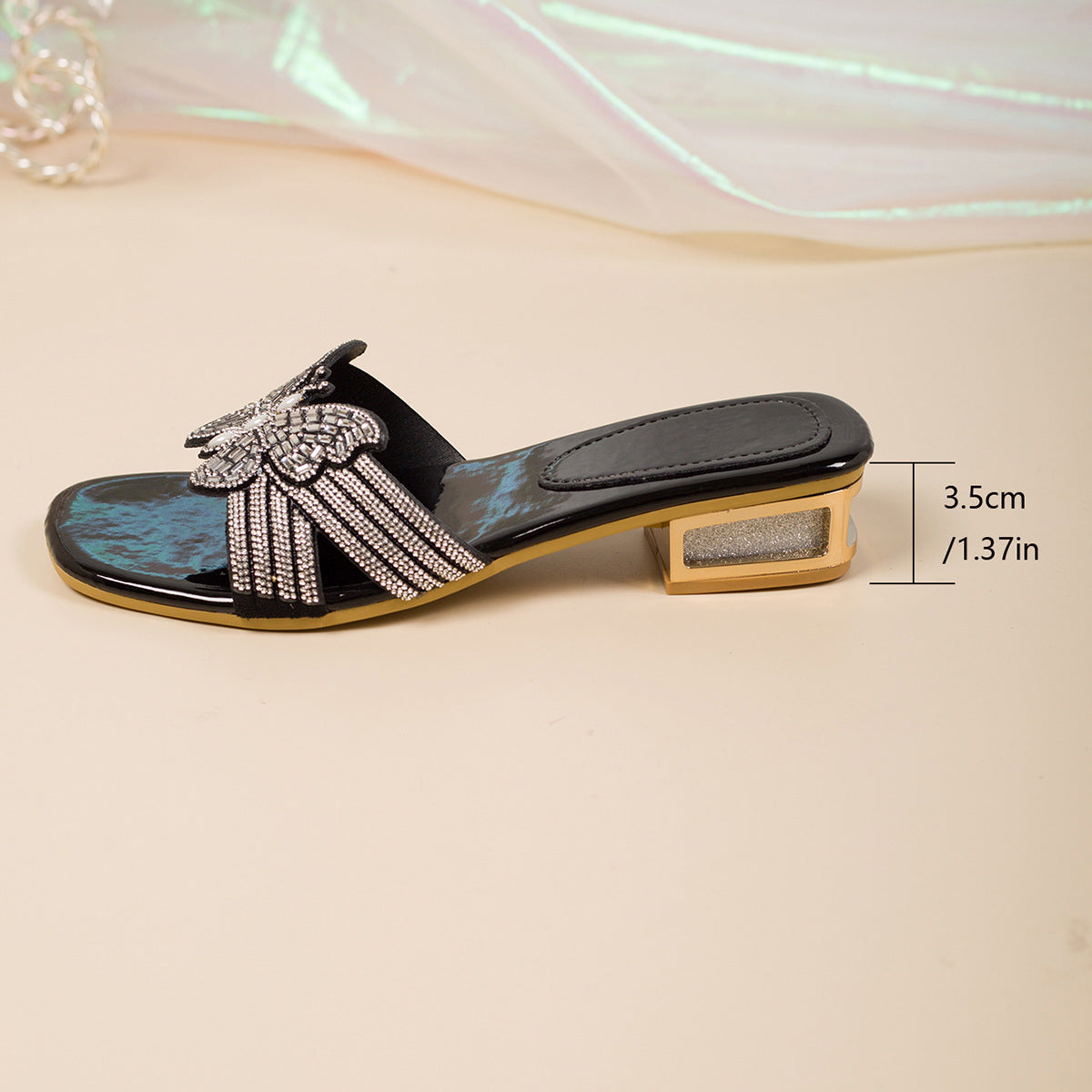 Butterfly Embellished Open-Toe Sandals