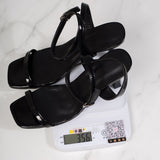 Women's Minimalist Square Toe Ankle Strap Heels