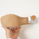 Pearl Detail Clear Strap Mule Heels Women