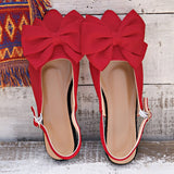 Elegant Taupe Pointed-Toe Oversized Bow Flats