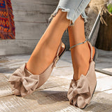 Elegant Taupe Pointed-Toe Oversized Bow Flats