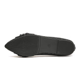 Shimmering Knit Pointed-Toe Bow Flats