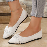 Shimmering Knit Pointed-Toe Bow Flats