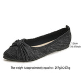 Shimmering Knit Pointed-Toe Bow Flats