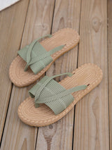 Ribbed Knit Twist-Front Rope Slides