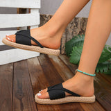 Ribbed Knit Twist-Front Rope Slides