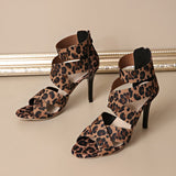 Leopard Print Multi-Strap High Heel Sandals