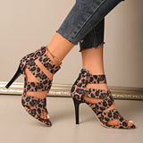 Leopard Print Multi-Strap High Heel Sandals