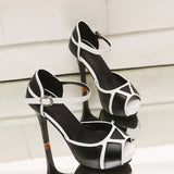 Two-Tone Black & White Platform Sandals
