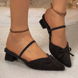 Pointed Toe Suede Mule Block Heels