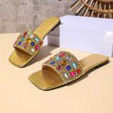 Women's Rhinestone Flat Slide Sandals