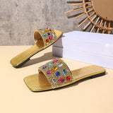 Women's Rhinestone Flat Slide Sandals