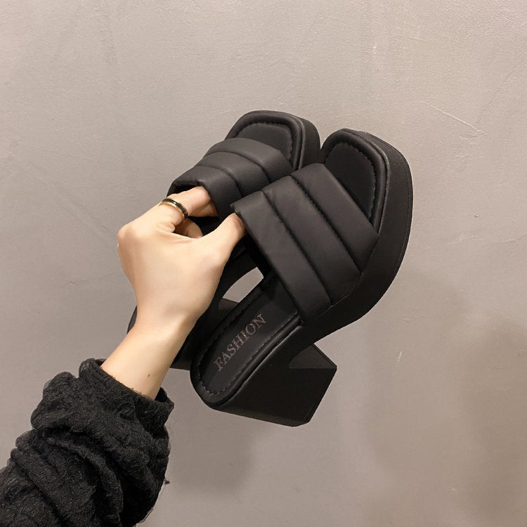 Women's Chunky Block Heel Slide Sandals