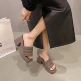 Women's Chunky Block Heel Slide Sandals
