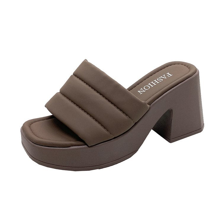 Women's Chunky Block Heel Slide Sandals