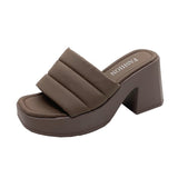Women's Chunky Block Heel Slide Sandals