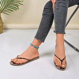 Women's Leopard Print Rhinestone Flip Flop Sandals
