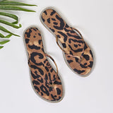Women's Leopard Print Rhinestone Flip Flop Sandals