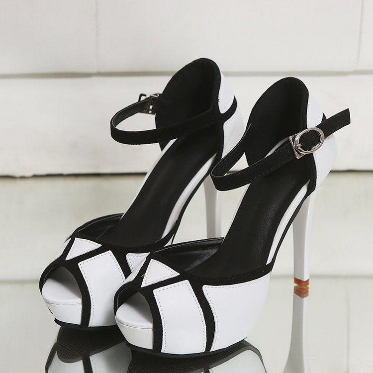 Women's Peep Toe Ankle Strap High Heel Sandals