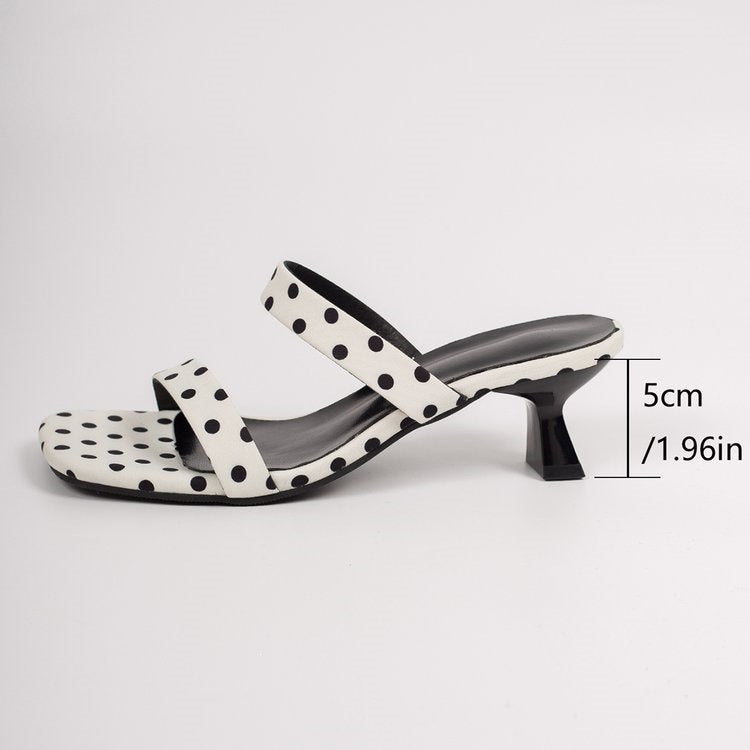 Women's Polka Dot Kitten Heel Sandals