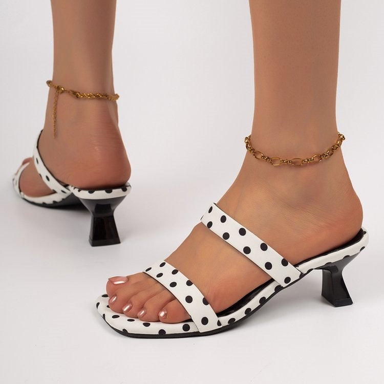 Women's Polka Dot Kitten Heel Sandals
