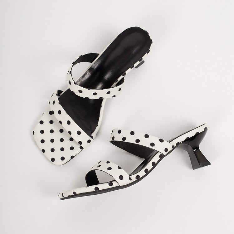Women's Polka Dot Kitten Heel Sandals
