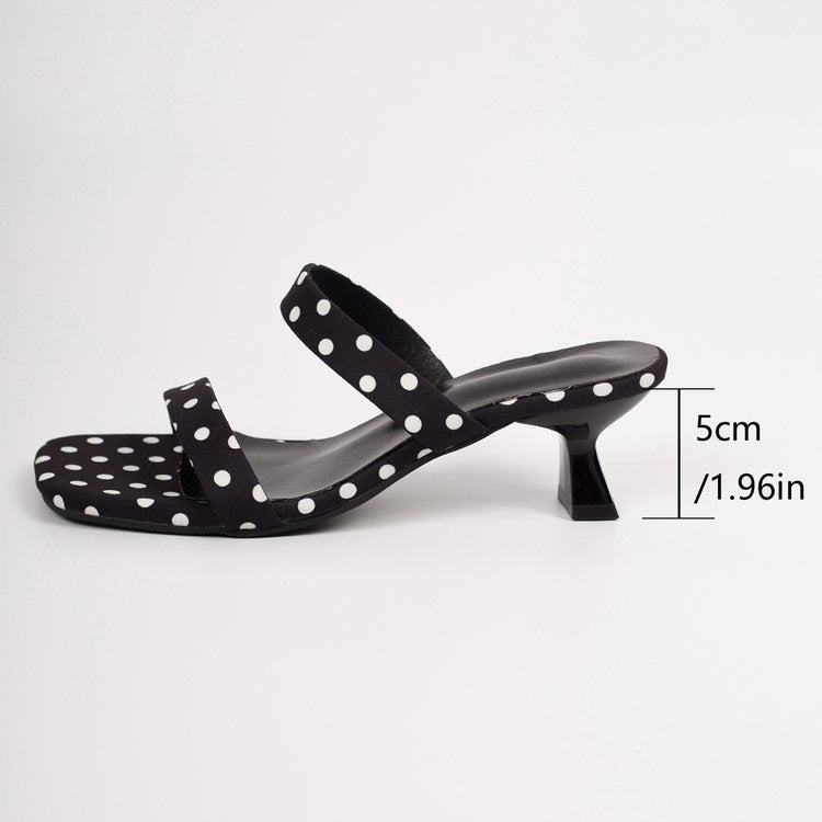 Women's Polka Dot Kitten Heel Sandals