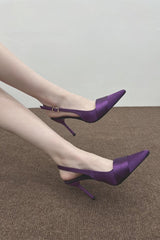 Women's Satin Pointed Toe Slingback Heels
