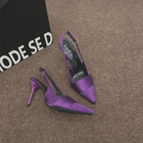 Women's Satin Pointed Toe Slingback Heels