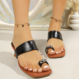 Square Toe Block Heel Slide Sandals for Women