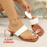 Square Toe Block Heel Slide Sandals for Women