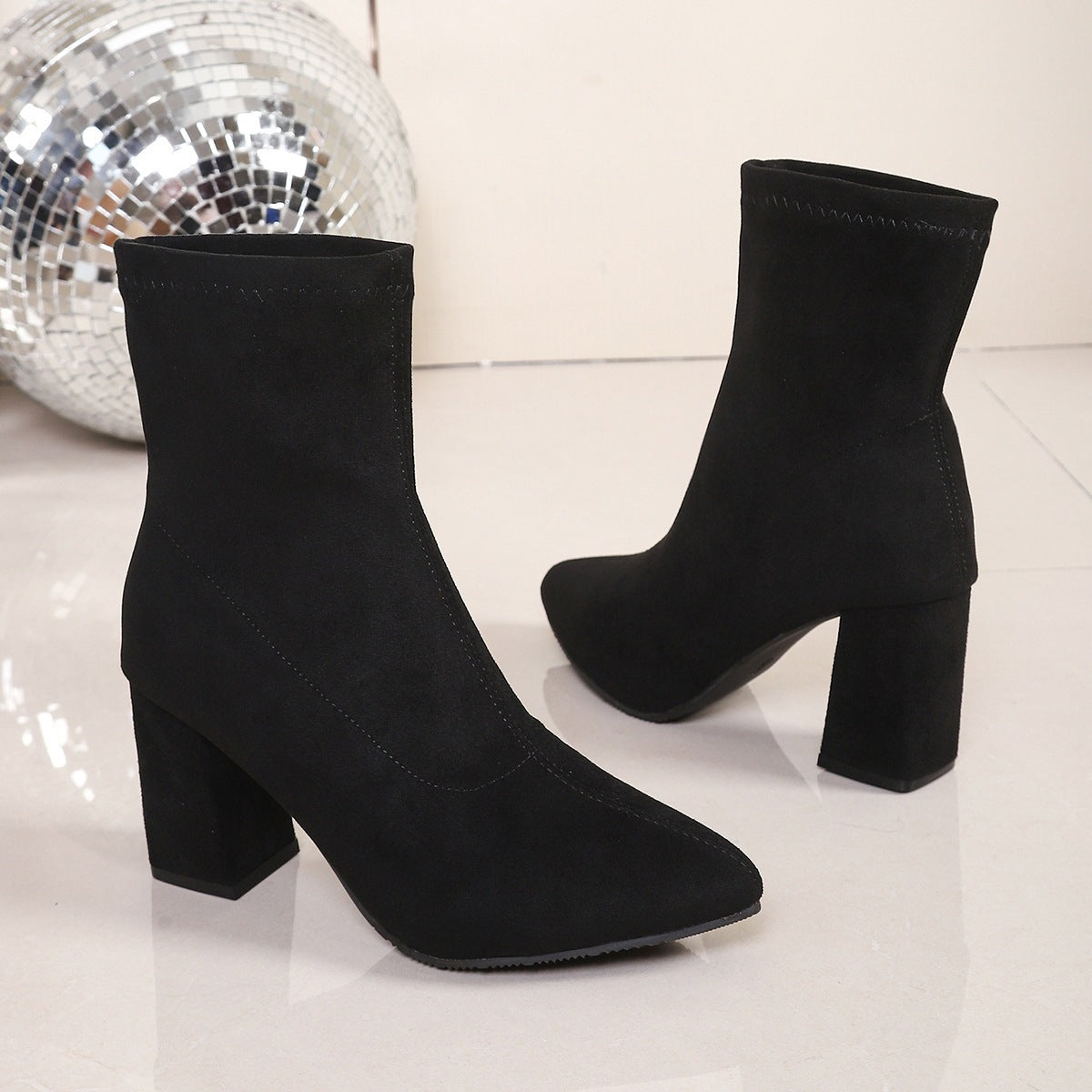 Women's   Block Heel Pointed Ankle Boots