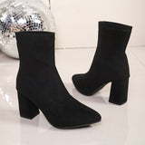 Women's   Block Heel Pointed Ankle Boots