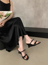 Bow Knot Wedge Slide Sandals for Women