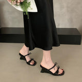 Bow Knot Wedge Slide Sandals for Women