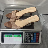 Lace Pointed Heel Mules